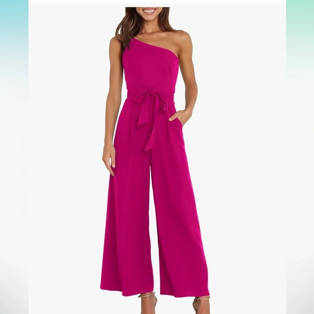Chic Magenta One-Shoulder Jumpsuit - Picture 1 of 10